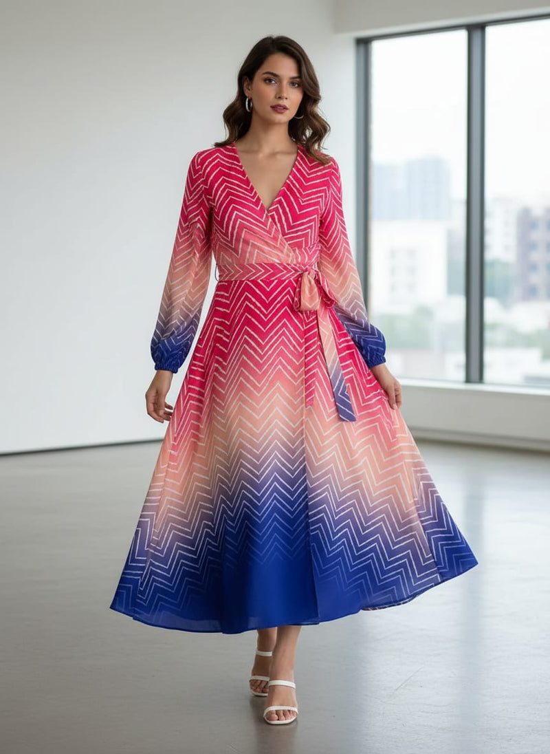 Seamless Multicolour Zigzag Digital Printed Fabric - Weightless