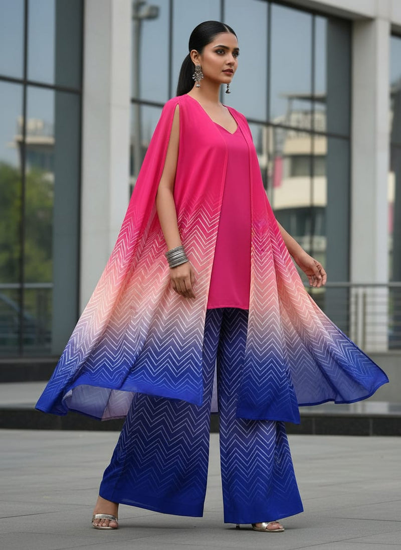 Seamless Multicolour Zigzag Digital Printed Fabric - Weightless