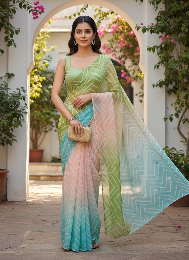 Seamless Multicolours Zigzag Digital Printed Fabric - Weightless
