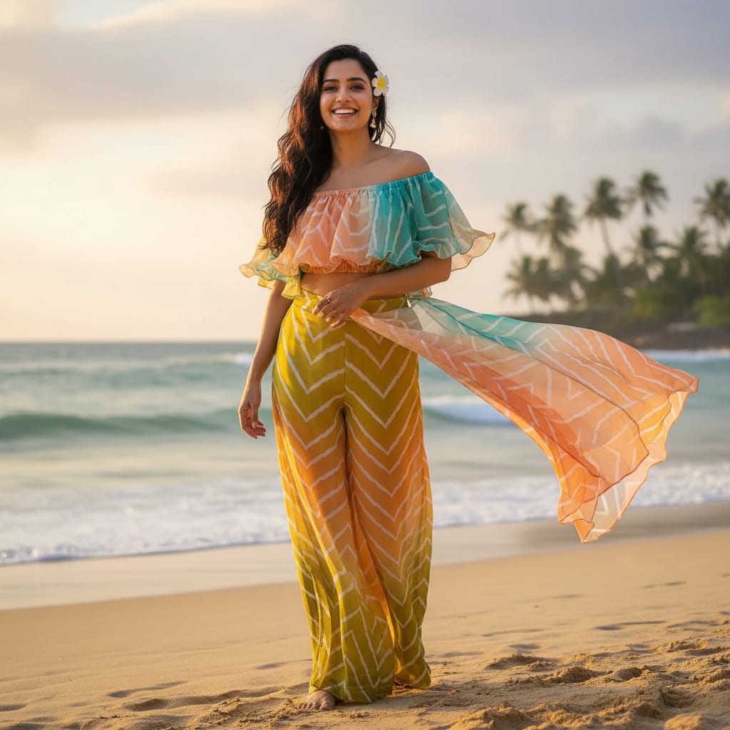 Seamless Multicolours Zigzag Digital Printed Fabric - Pure Georgette