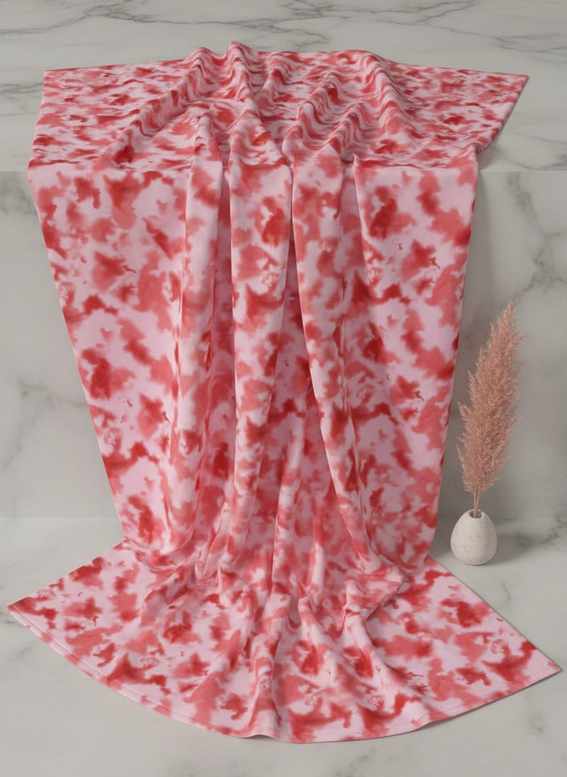 Pink and Red Tie-Dye Abstract Japan Satin Digital Printed Fabric