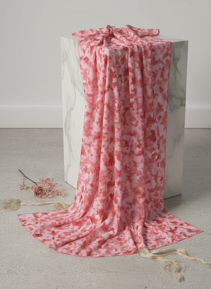 Pink Red Tie-Dye Pattern Pure Muslin Digital Printed Fabric