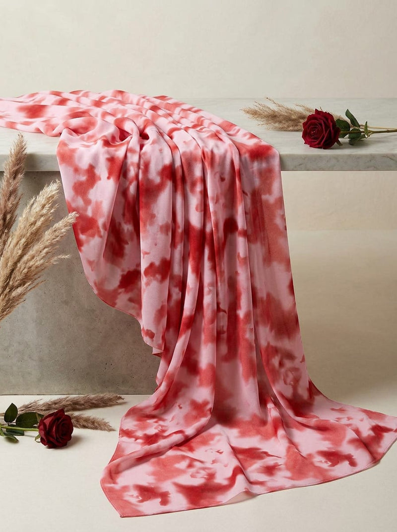 Red Abstract Tie-Dye Pure Georgette Digital Printed Fabric