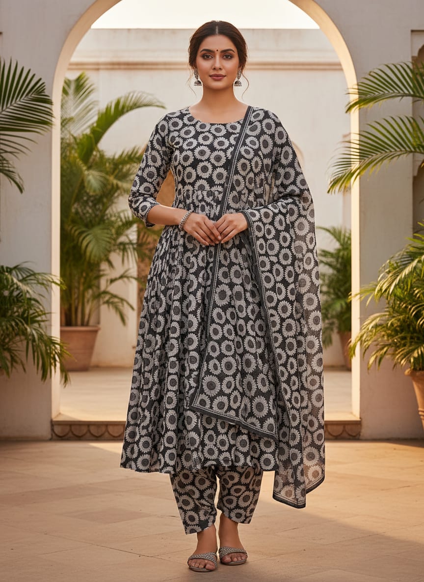 A Sunflower Print, Reimagined in Monochrome
