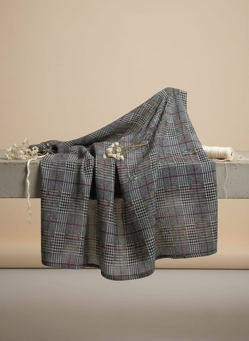Multicolor Glen Plaid Checkered Pattern Weightless Digital Printed Fabric