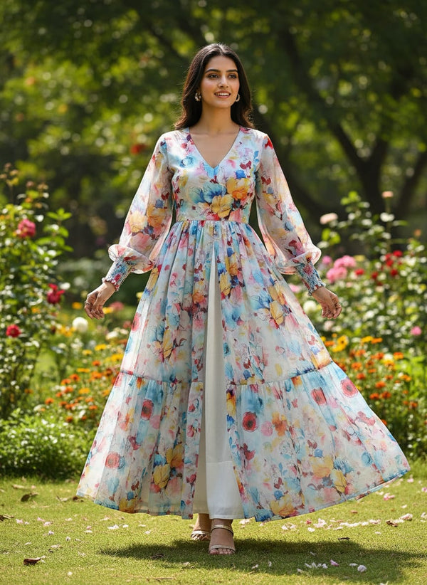 Rainbow Colourful Tulip Roses Digital Printed Fabric - Muslin - Flowy Maxi Dress Lookbook - MU-0-TA08523P4-110 - alternate view