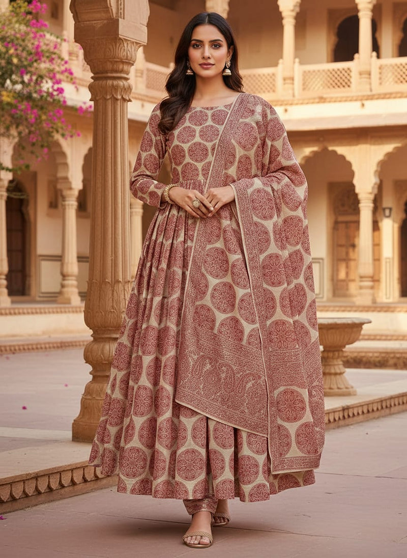 Oriental Paisley Patterns Digital Printed Fabric - Tusser Silk