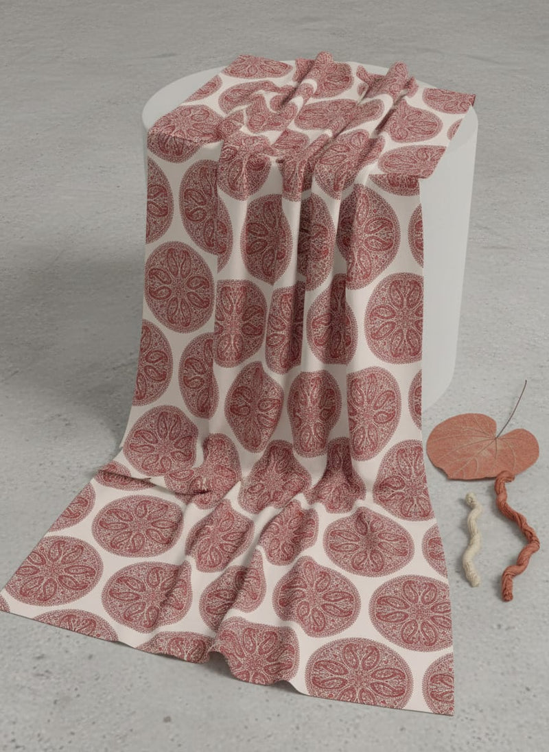 Oriental Paisley Patterns Digital Printed Fabric - Tusser Silk