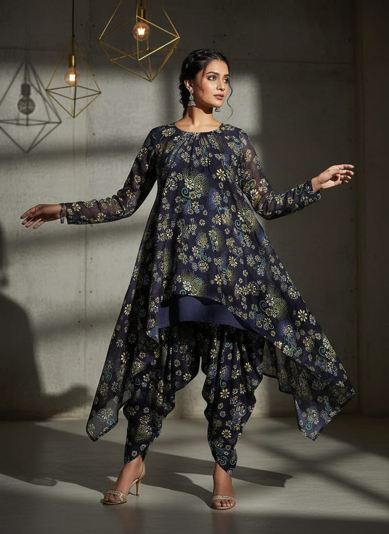 Royal Orchid Ditsy Digital Printed Fabric - Pure Muslin