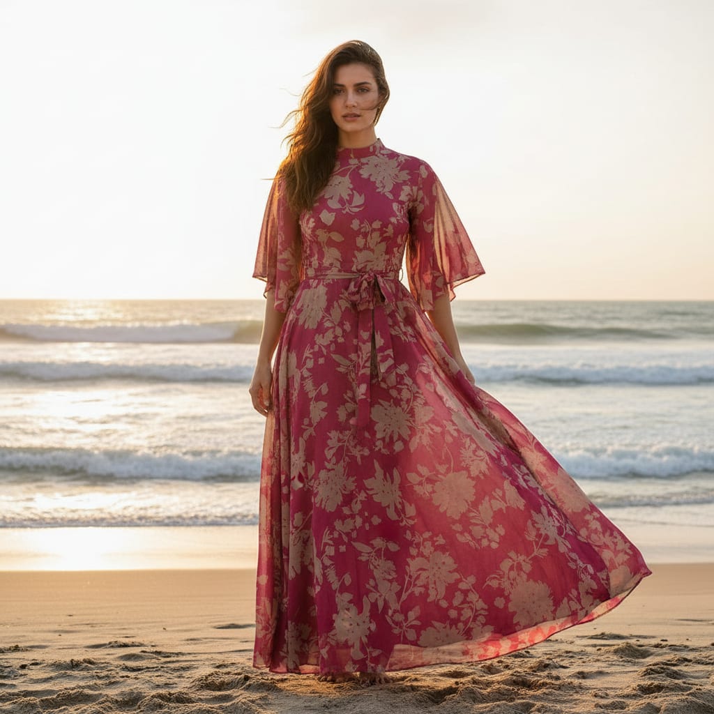 Vintage Old Spoted Flower Digital Printed Fabric - Pure Georgette