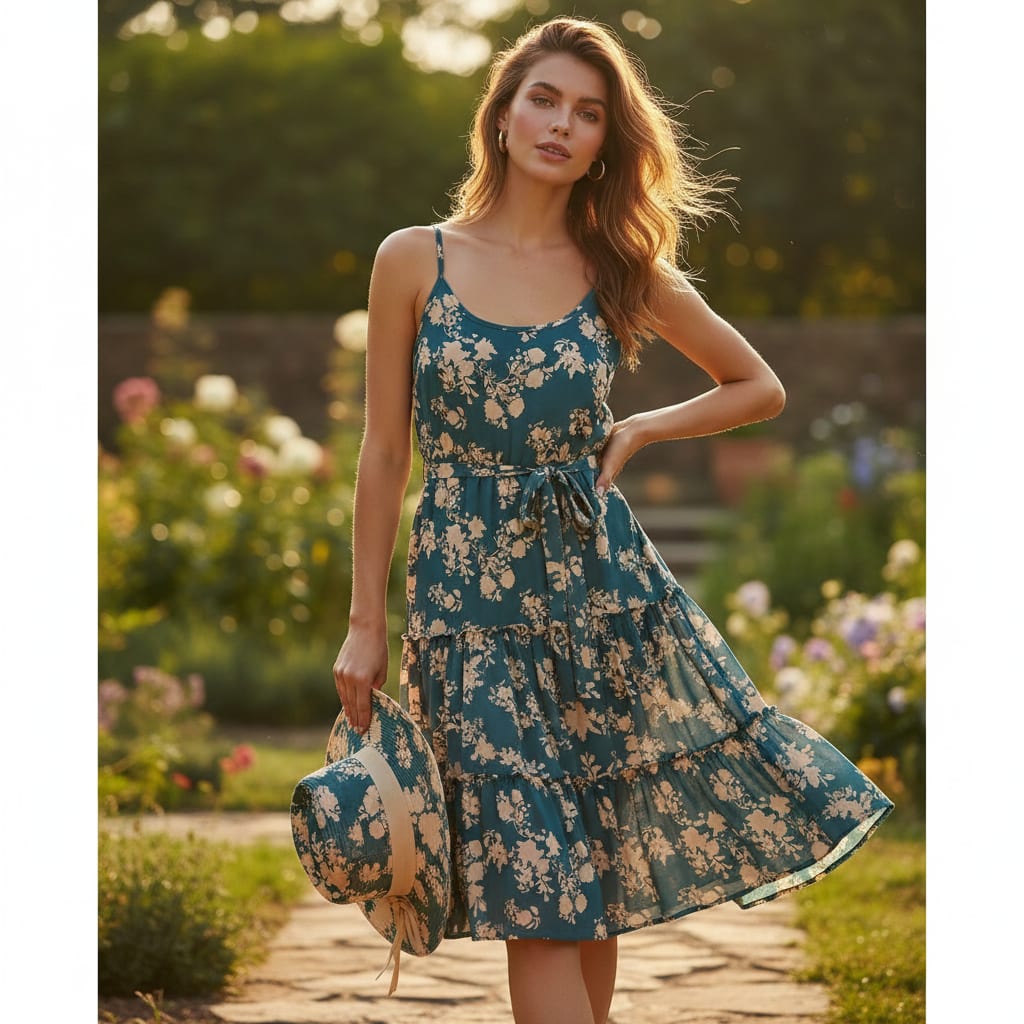 Teal Trailing Floral Silhouette Pure Georgette Digital Printed Fabric
