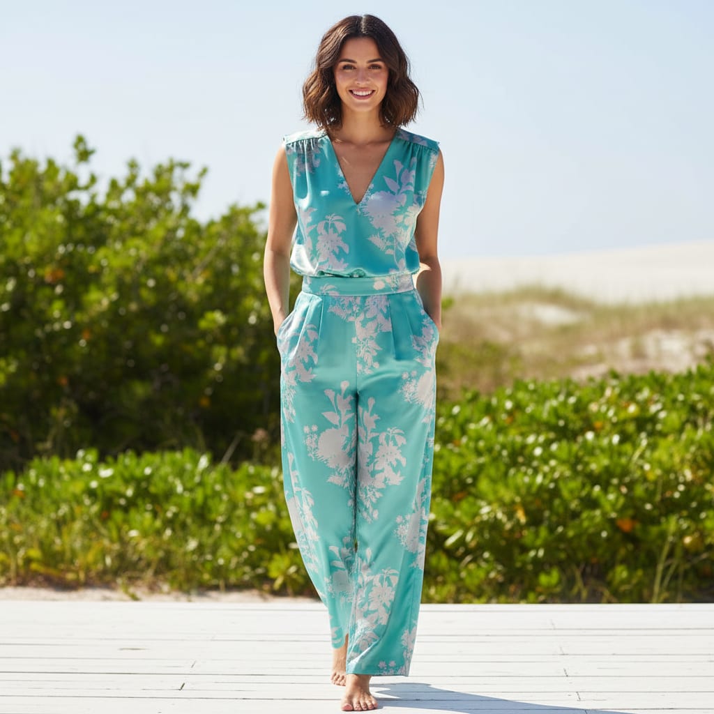 Rama Base Floral Flower Digital Printed Fabric - Japan Satin