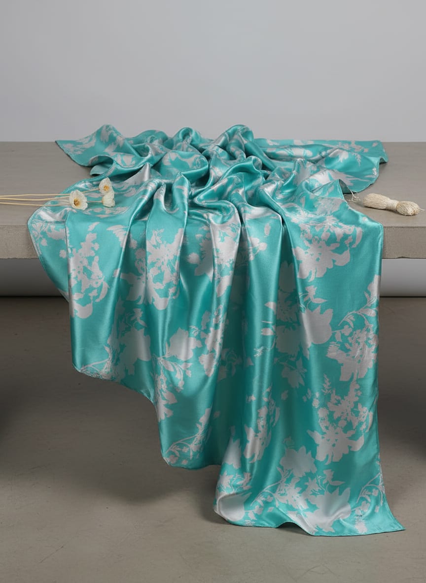 Rama Base Floral Flower Digital Printed Fabric - Japan Satin