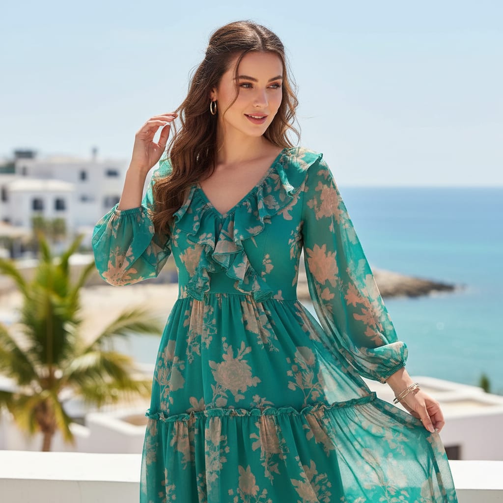 Rama Base Floral Flower Digital Printed Fabric - Pure Georgette