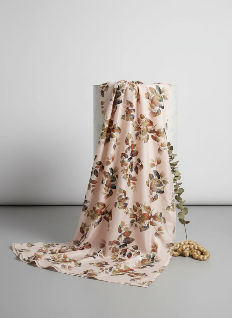 Multicolor Watercolor Botanical Leaf Kora Silk Digital Printed Fabric