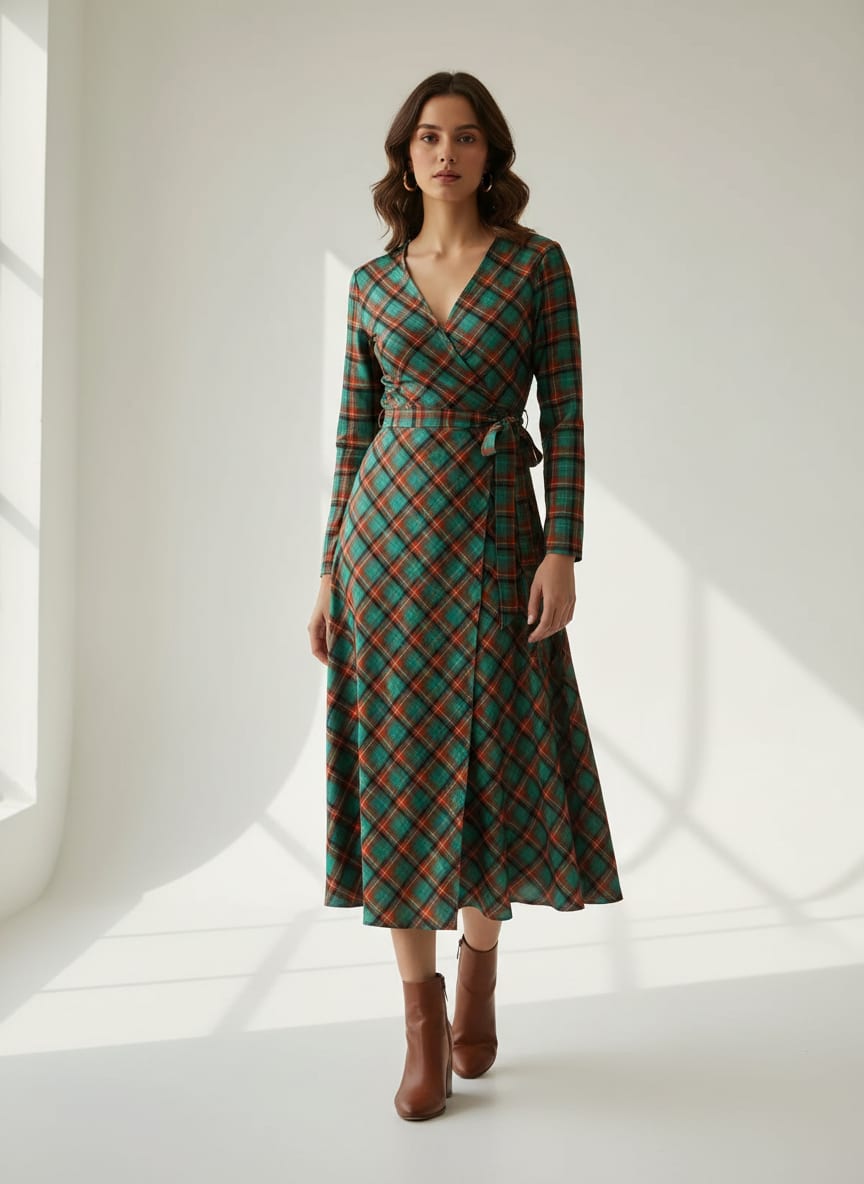 Mini Check Patterns Digital Printed Fabric - Crepe
