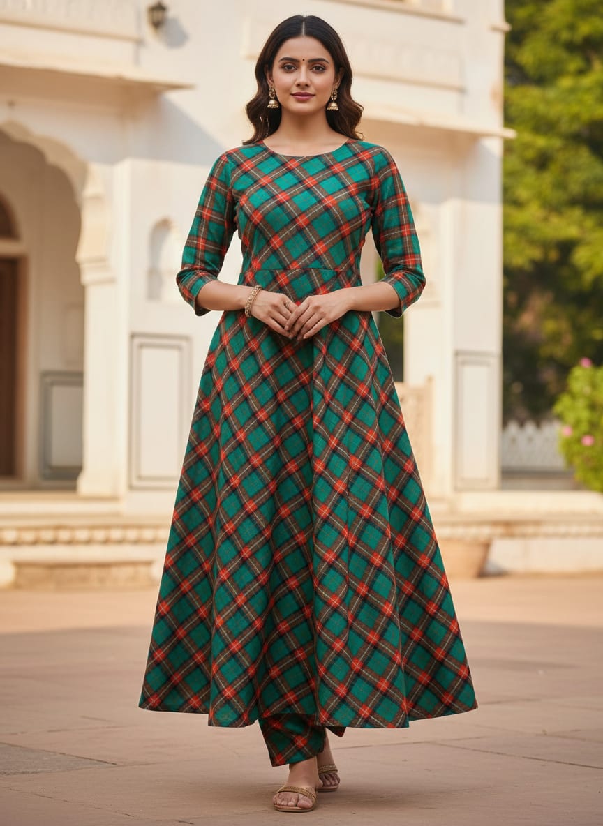 Multicolor Classic Tartan Check Pure Cotton Digital Printed Fabric