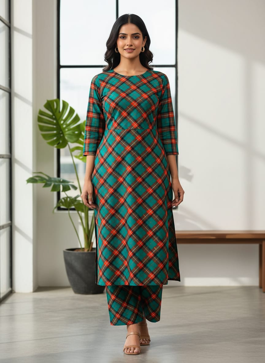 Multicolor Classic Tartan Check Pure Cotton Digital Printed Fabric