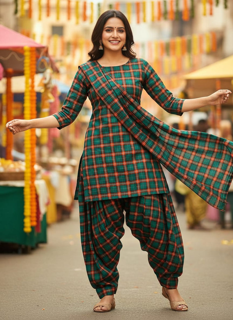 Mini Check Patterns Digital Printed Fabric - Pure Cotton