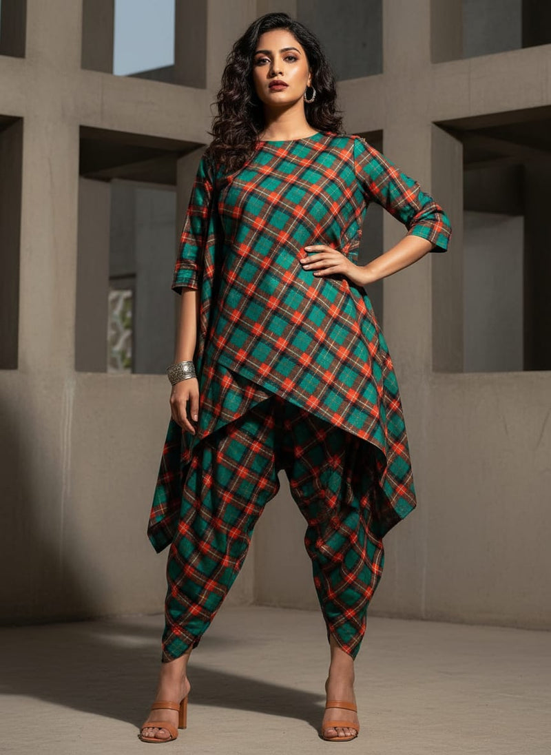 Multicolor Classic Tartan Check Pure Cotton Digital Printed Fabric