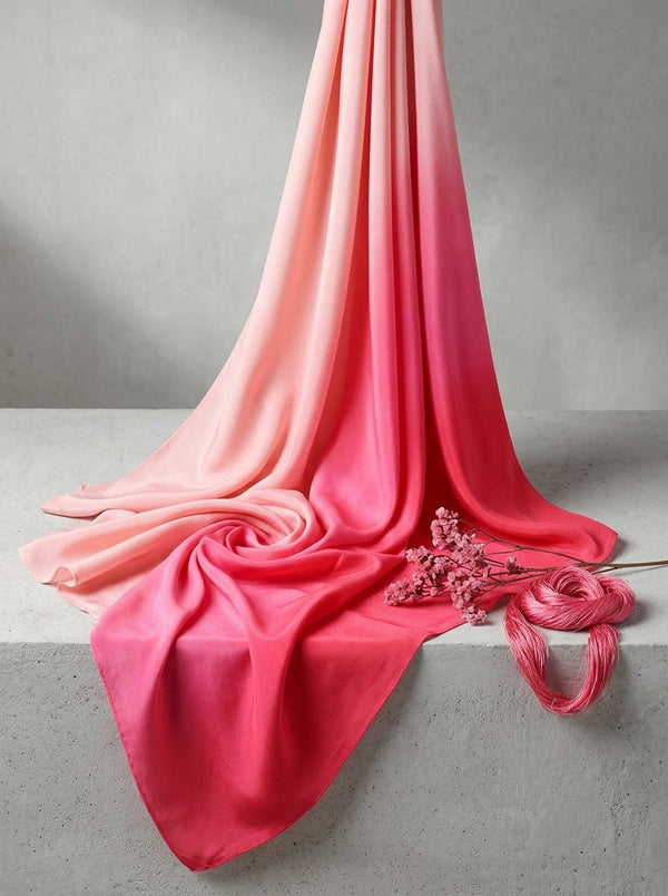 Pink and Red Ombre Gradient Silk Crepe Digital Printed Fabric - Fabric Editorial Studio Flatlay Lookbook - CR-0-TA08628P1-110
