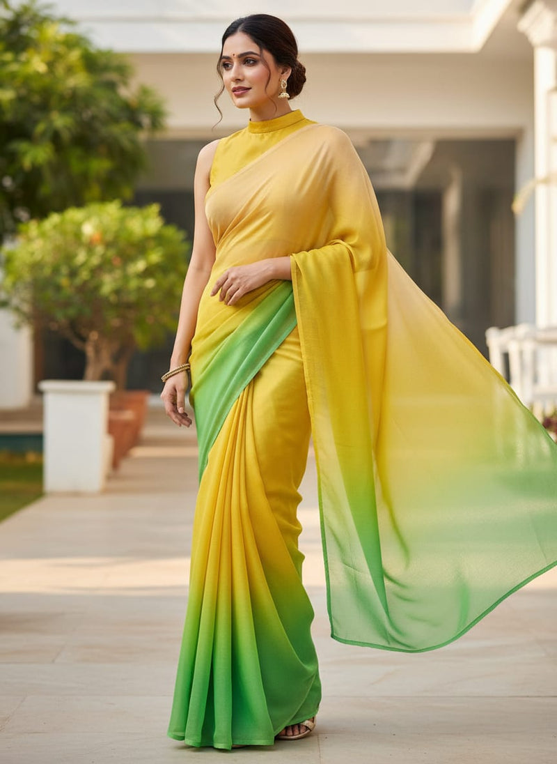 Lovely Try Gradient Digital Printed Fabric - Pure Chiffon