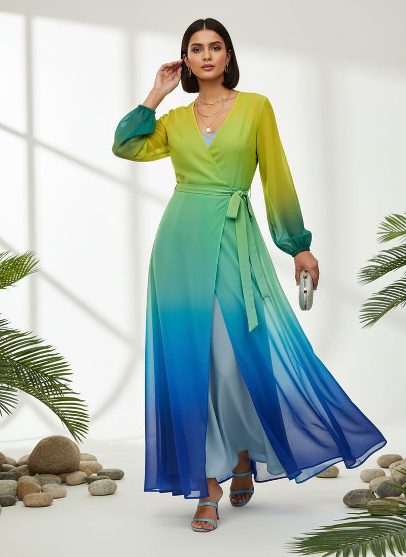 Multi Gradients Cool Pattern Digital Printed Fabric - Weightless