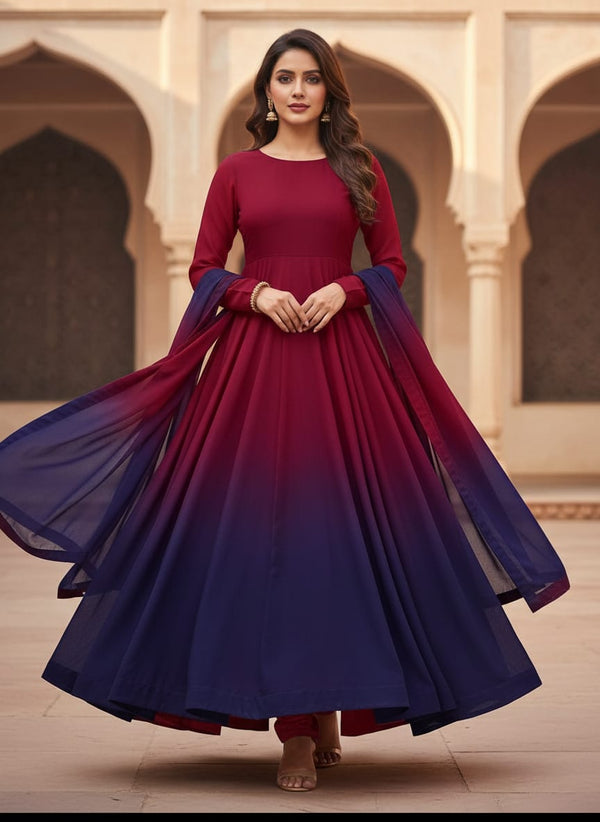 Morden Lifestyle Gradients Digital Printed Fabric - Weightless - Anarkali Kurta Set Lookbook - WE-0-TA08628-110 - alternate view