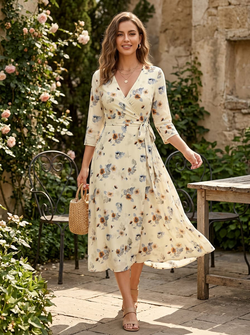 Cream Dainty Watercolour Floral Weightless Digital Printed Fabric