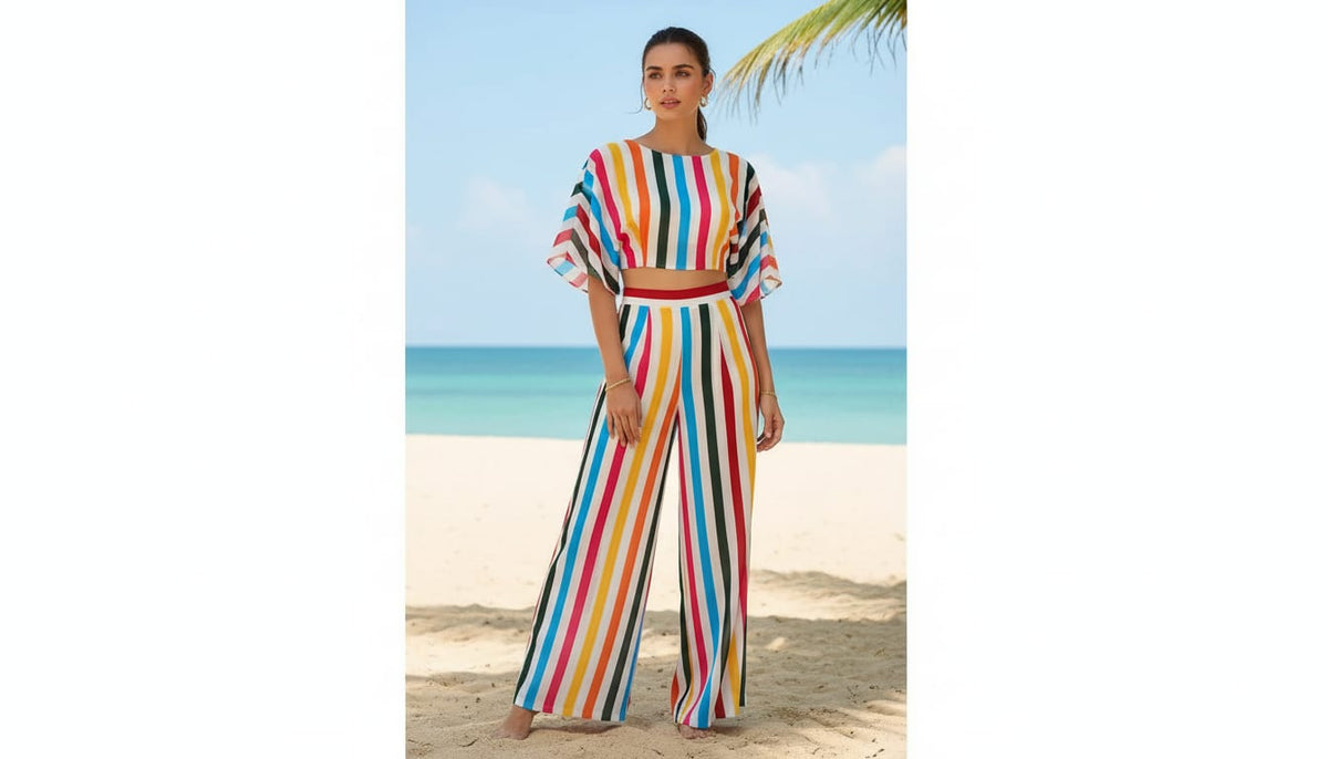 Morden Rainbow Strips Printed Fabric - Weightless