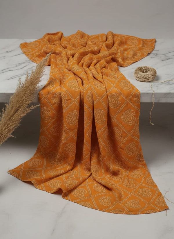 Yellow Ethnic Bandhani Dot Print Pure Georgette Digital Printed Fabric - Fabric Editorial Studio Flatlay Lookbook - PG-0-TA08750-110