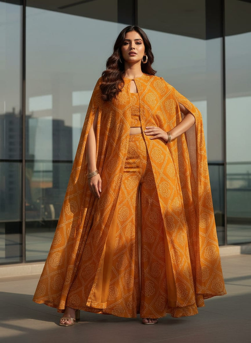 Creative Yellow Doted Seamless Digital Printed Fabric - Pure Georgette