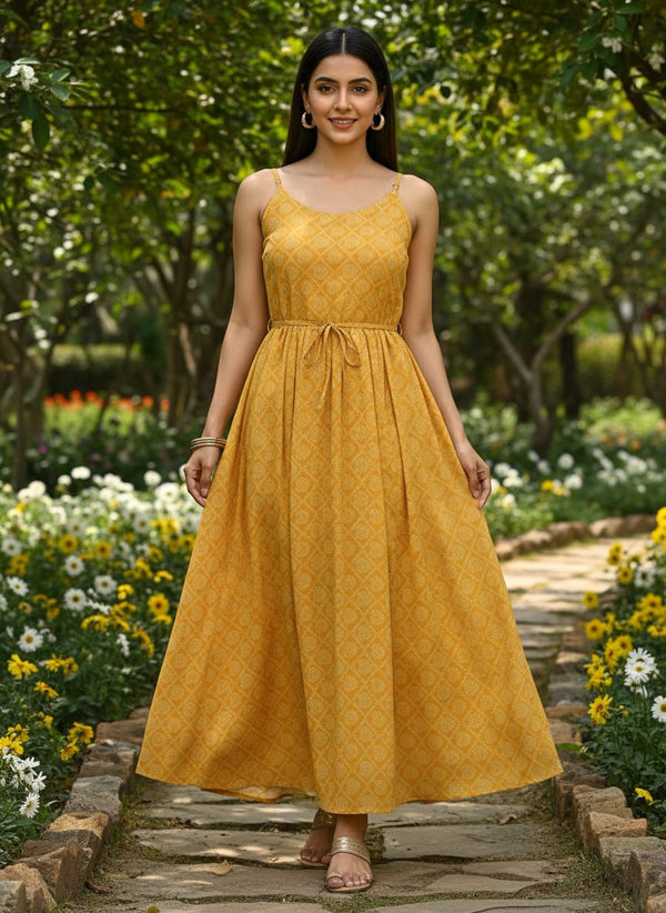 Creative Yellow Doted Seamless Digital Printed Fabric - Pure Chinon - Flowy Maxi Dress Lookbook - PC-0-TA08750-106 - alternate view