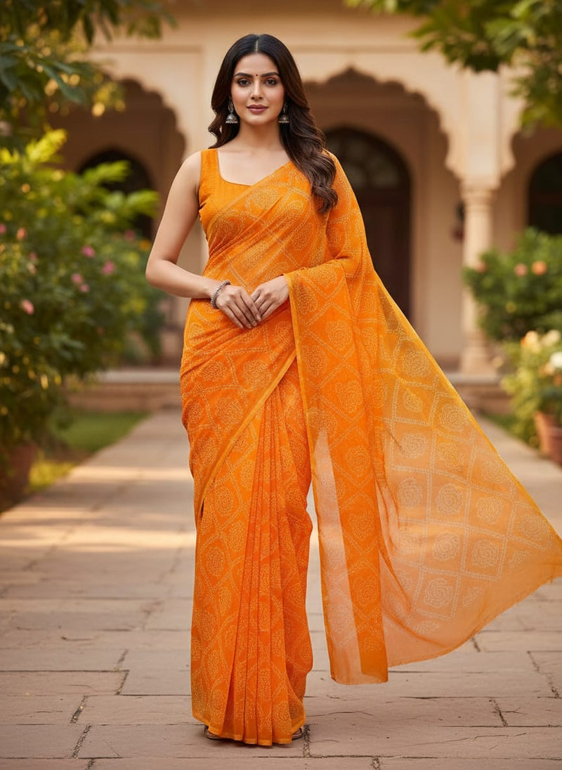Creative Yellow Doted Seamless Digital Printed Fabric - Pure Chiffon