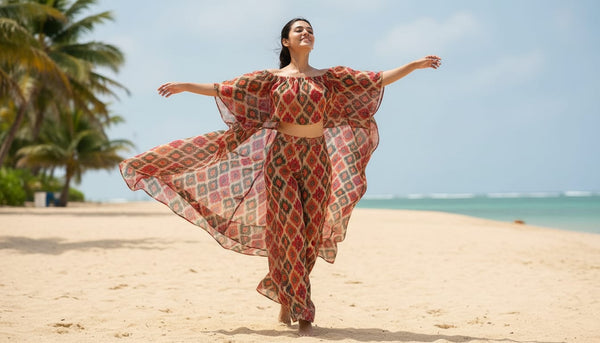 Seamless Pochampilli Patterns Digital Printed Fabric - Weightless - alternate view