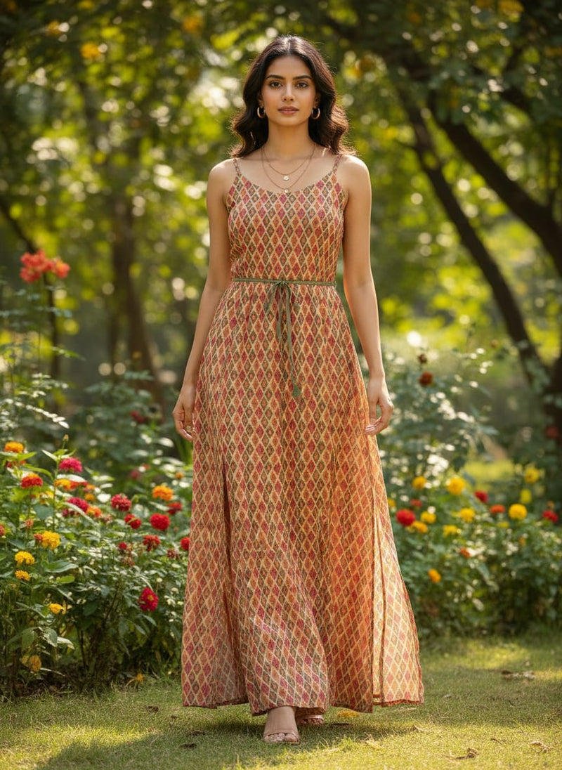 Seamless Pochampilli Patterns Digital Printed Fabric - Muslin