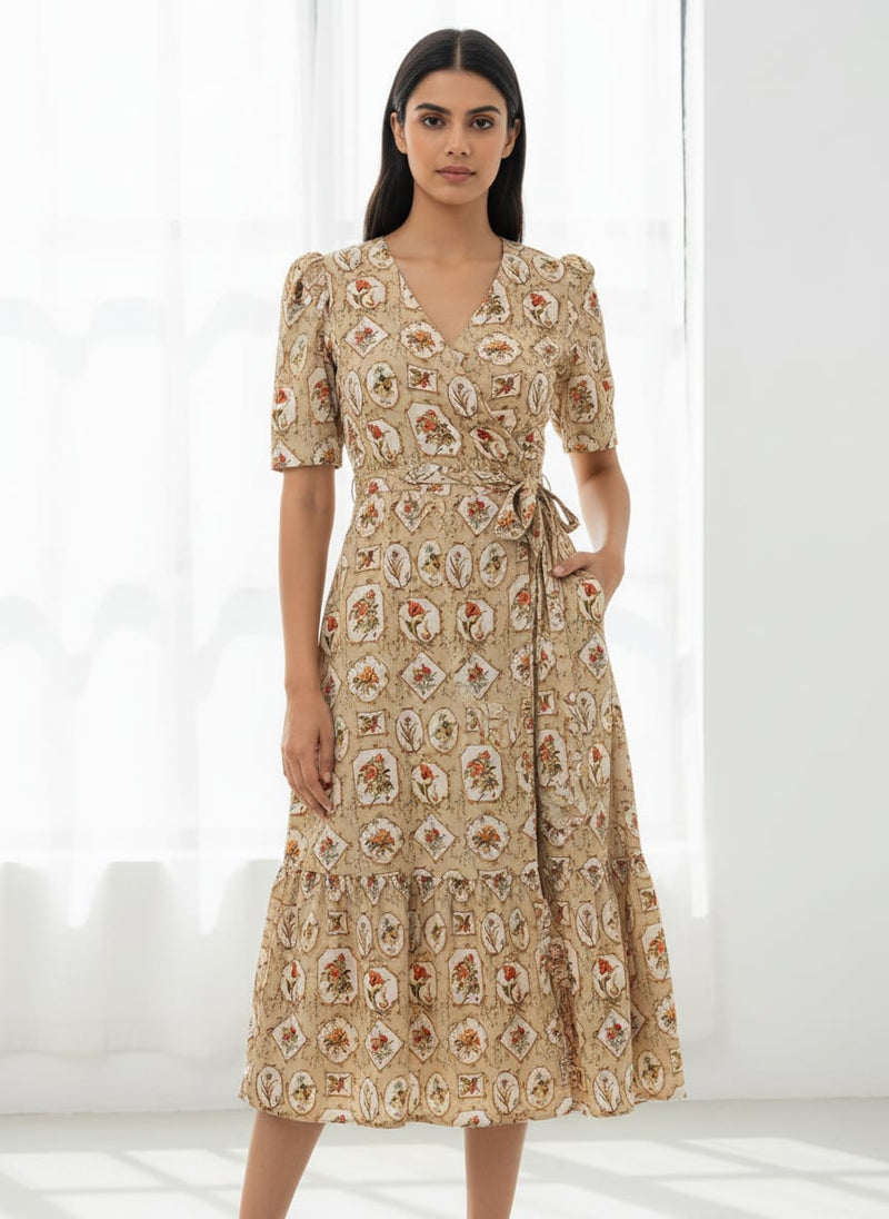 Attractive Floral Shape Valley Digital Printed Fabric - Crepe
