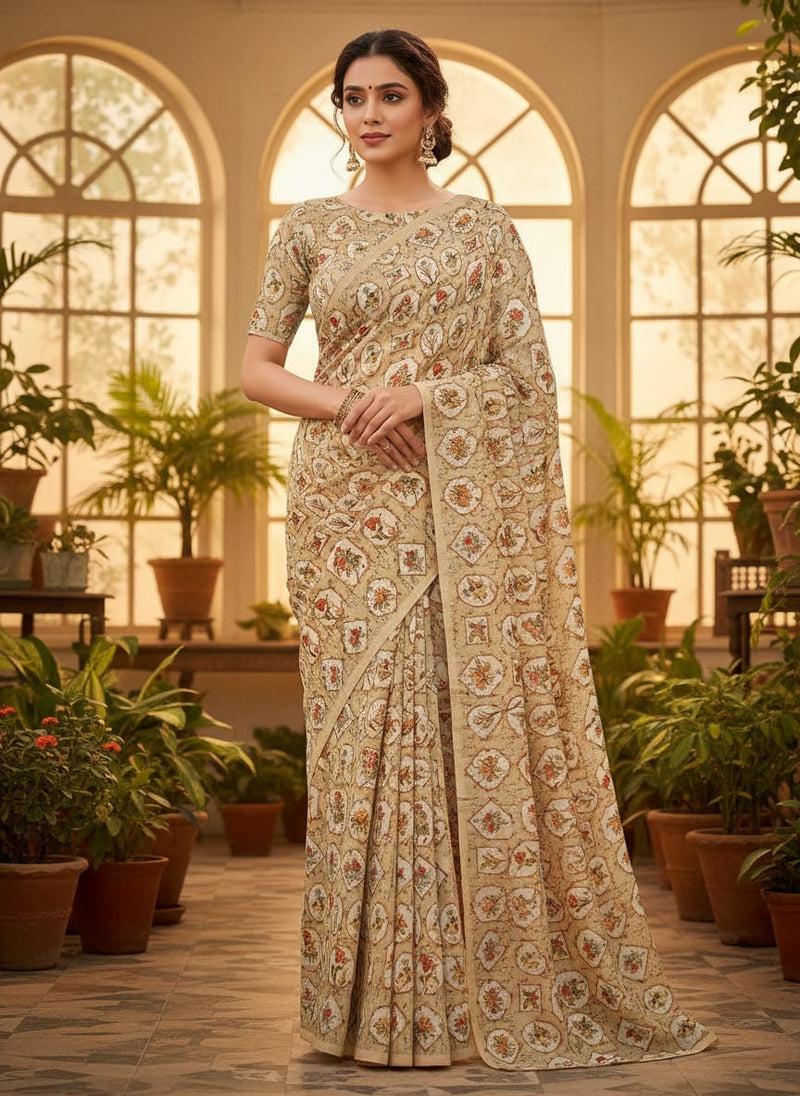 Attractive Floral Shape Valley Digital Printed Fabric - Crepe