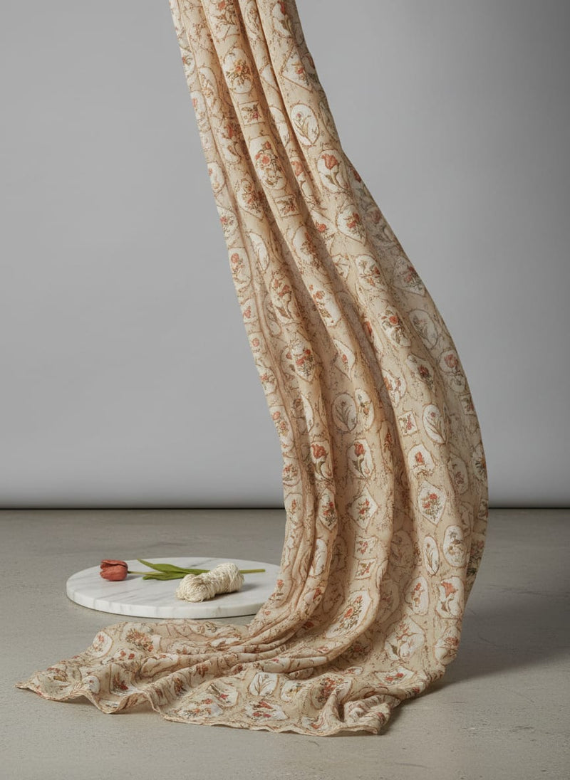 Attractive Floral Shape Valley Digital Printed Fabric - Pure Muslin
