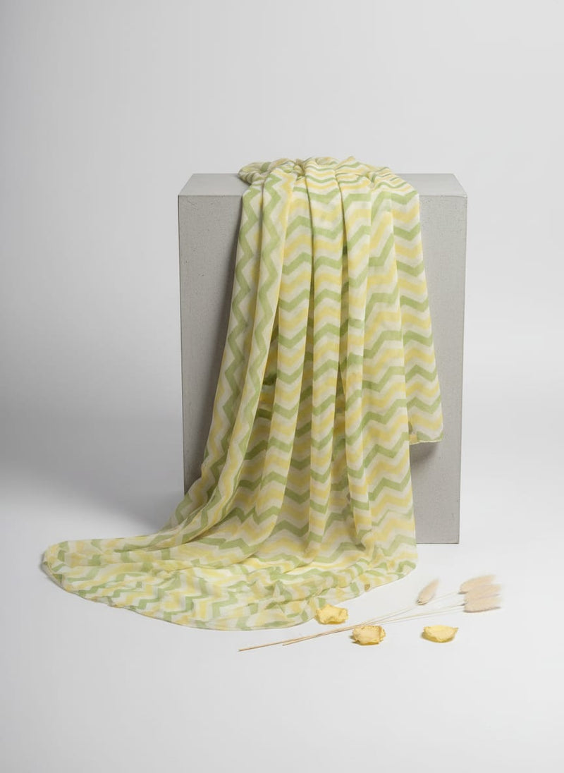 Endless Zigzag Pattern Digital Printed Fabric - Pure Chiffon
