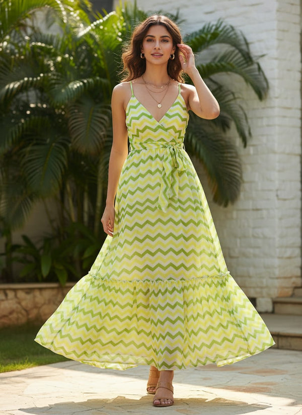 Endless Zigzag Pattern Digital Printed Fabric - Pure Chiffon - Flowy Maxi Dress Lookbook - PCH-0-TA08803-96 - alternate view