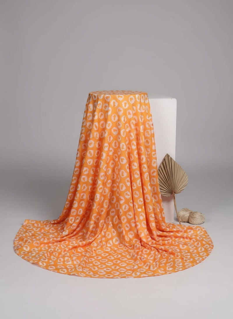 Orange Abstract Animal Spot Print Muslin Digital Printed Fabric