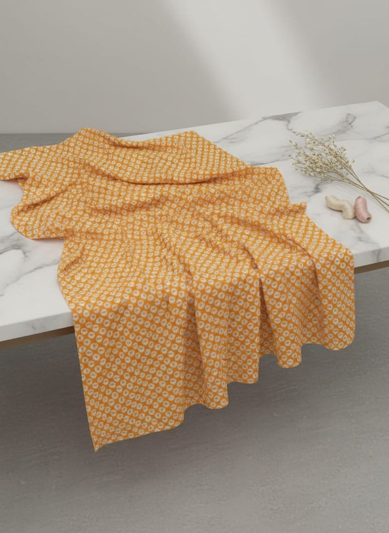 Yellow Geometric Tie-Dye Dot Pure Chiffon Digital Printed Fabric