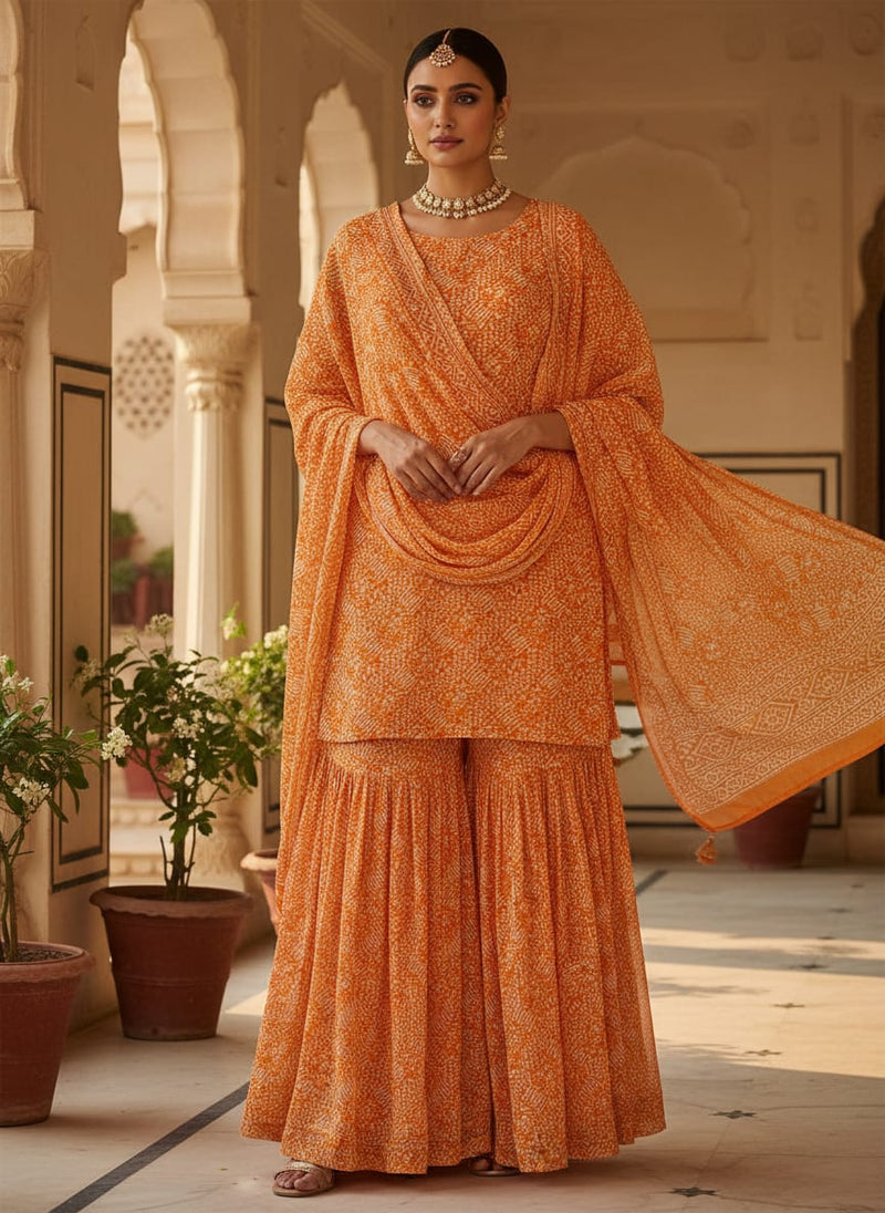 Tiny Orange Seamless Repeat Digital Printed Fabric - Pure Chiffon