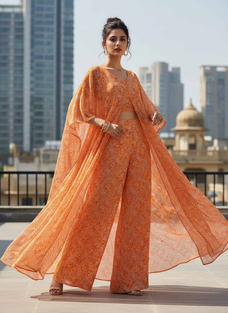 Tiny Orange Seamless Repeat Digital Printed Fabric - Pure Chiffon