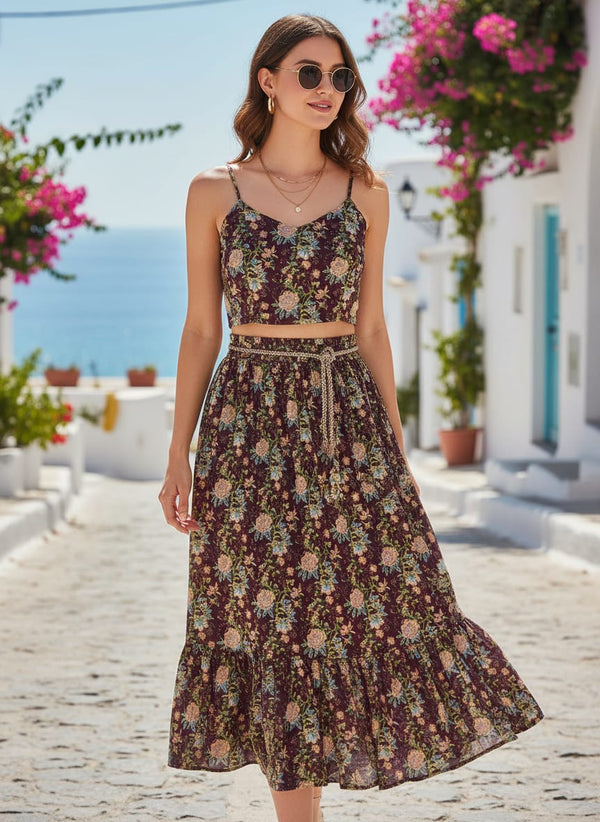 Lovely Roses Embroidery Brunch Digital Printed Fabric - Upada Silk - alternate view