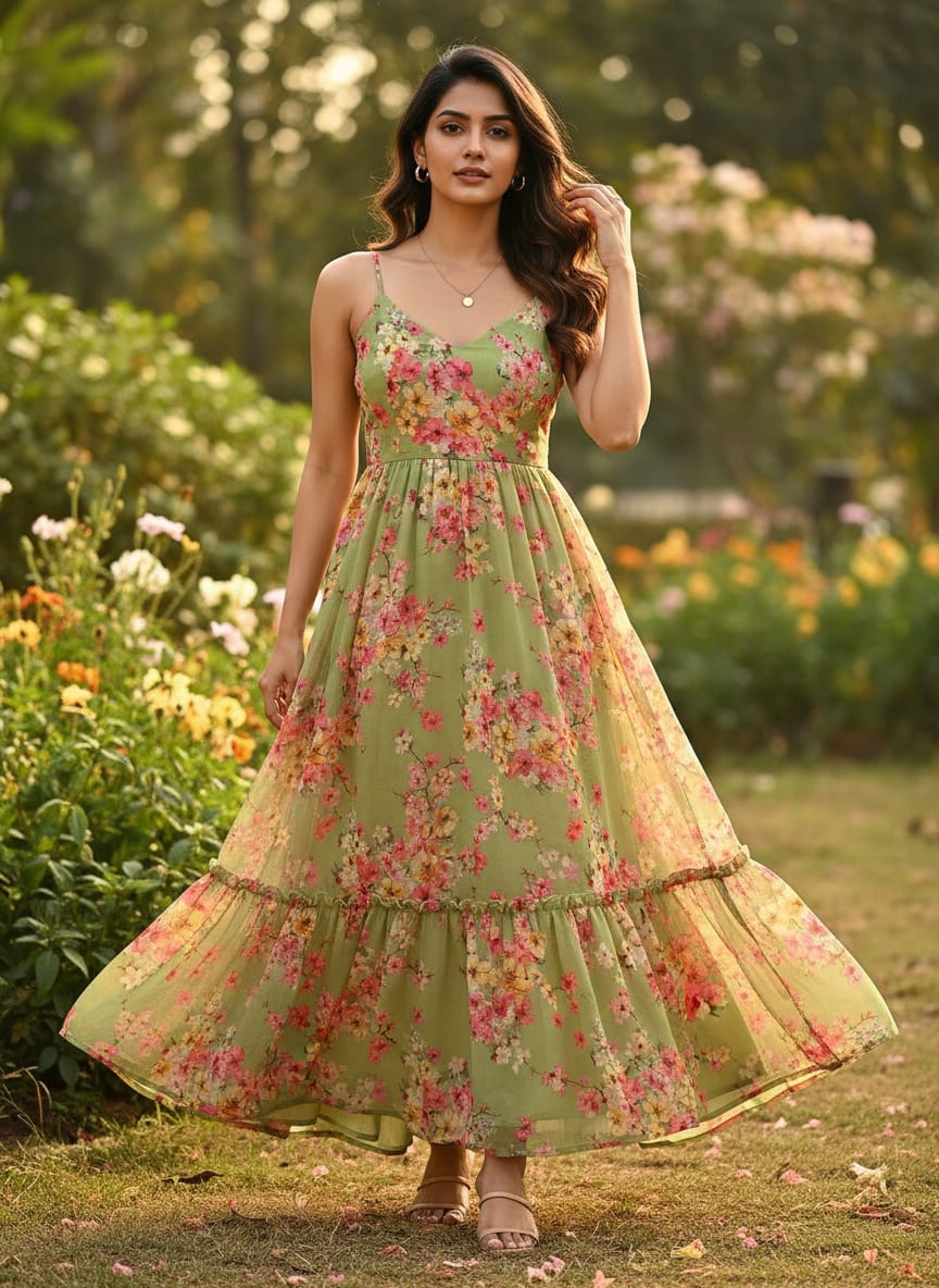 Multi Colour Tiny Beautiful Chintz Printed Fabric - Pure Georgette