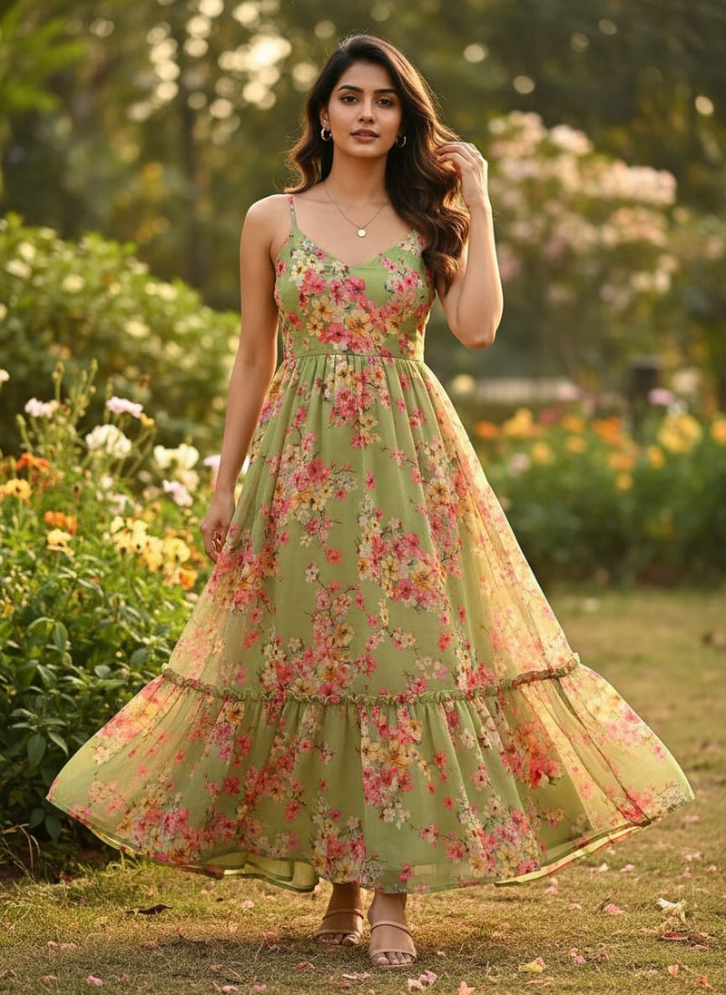 Multi Colour Tiny Beautiful Chintz Printed Fabric - Pure Georgette