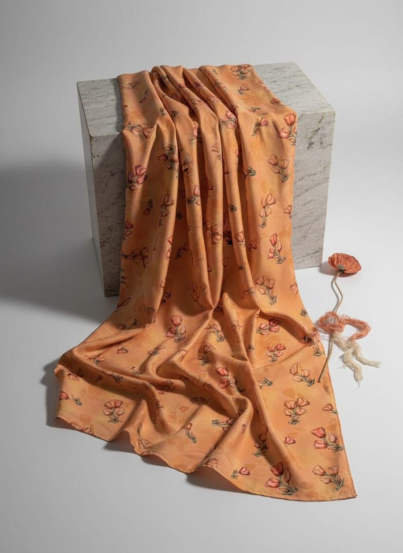 Lovely Decorative Roses Digital Printed Fabric - Japan Satin