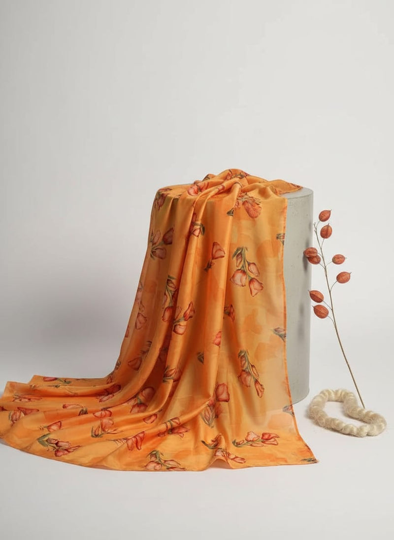 Lovely Decorative Roses Digital Printed Fabric - Crepe